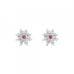 Pendientes Basic Colors Plata y Circonita Roja