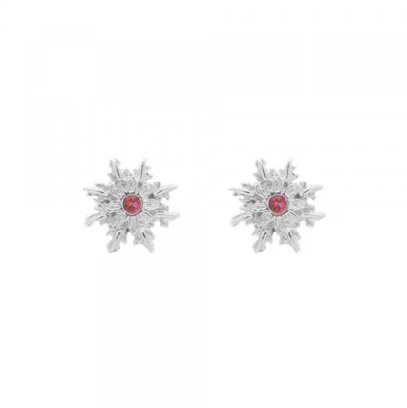 Pendientes Basic Colors Plata y Circonita Roja