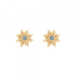 Pendientes Basic Colors Plata Dorada y Circonita Azul