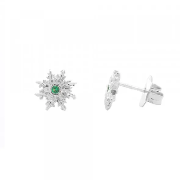 Pendientes Basic Colors Plata y Circonita Verde