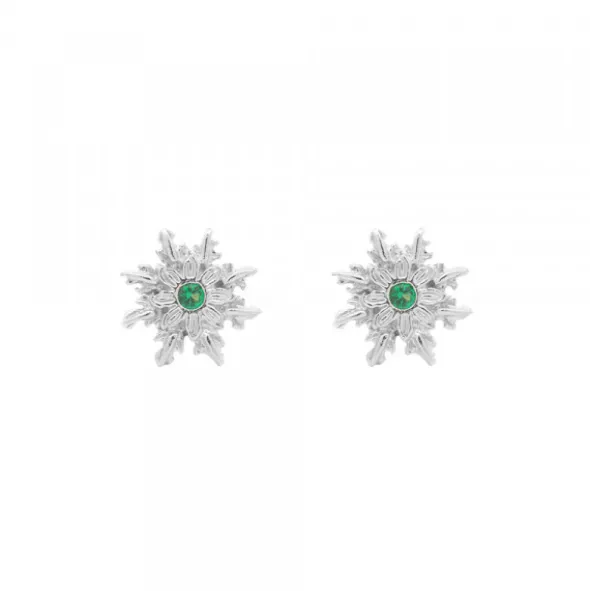 Pendientes Basic Colors Plata y Circonita Verde