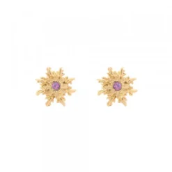 Pendientes Basic Colors Plata Dorada y Amatista