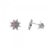 Pendientes Basic Colors Rutenio y Circonita Roja