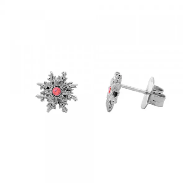 Pendientes Basic Colors Rutenio y Circonita Roja