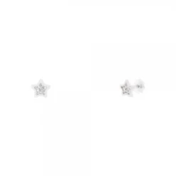Pendientes Bebé Estrella Oro Blanco y Circonitas 6mm