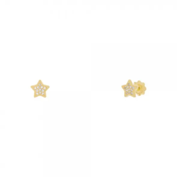 Pendientes Bebé Estrella Oro y Circonitas 6mm