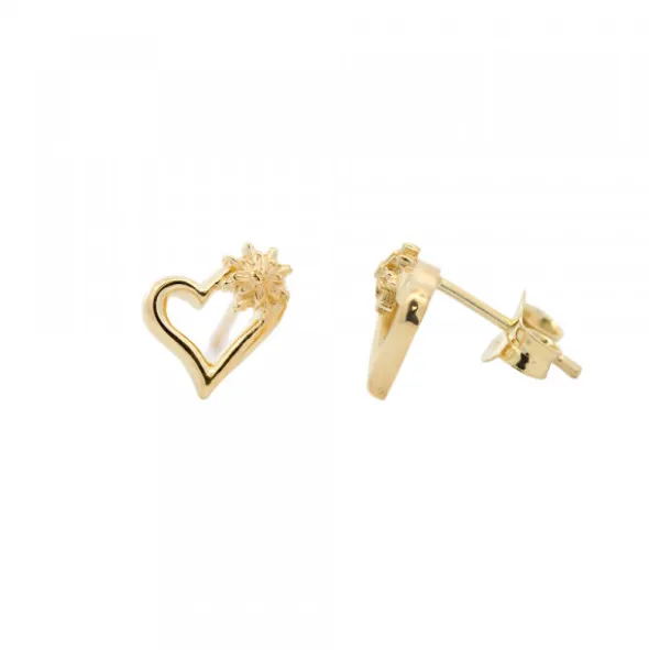 Pendientes Bihotza Plata Dorada 8mm