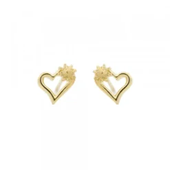 Pendientes Bihotza Plata Dorada 8mm