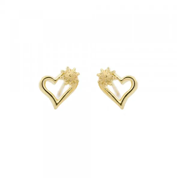 Pendientes Bihotza Plata Dorada 8mm