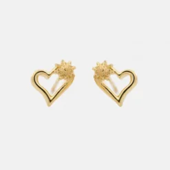 Pendientes Bihotza Plata Dorada 8mm