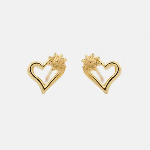 Pendientes Bihotza Plata Dorada 8mm
