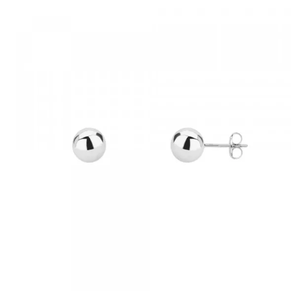 Pendientes Bola Oro Blanco 4mm