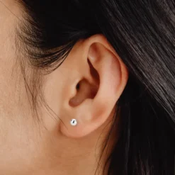 Pendientes Bola Oro Blanco 5mm