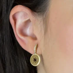 Pendientes B2 Plata Dorada y Circonitas