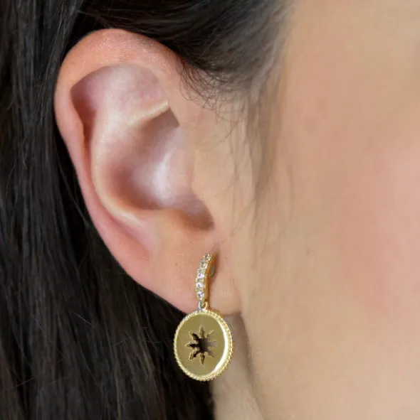 Pendientes B2 Plata Dorada y Circonitas