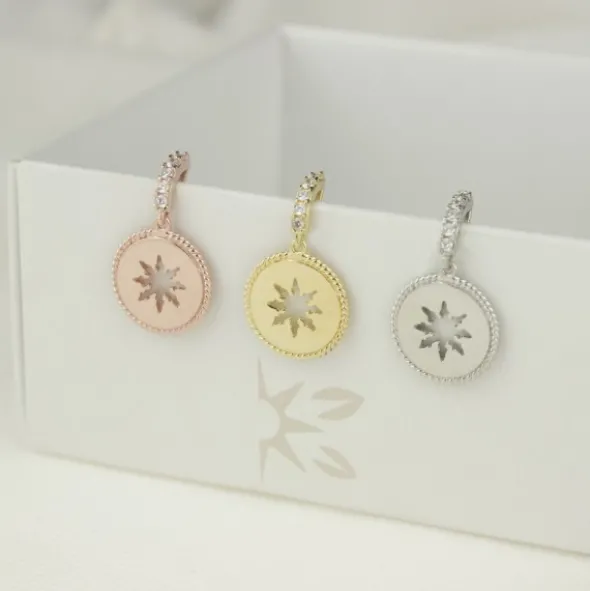 Pendientes B2 Plata Rosa y Circonitas Blancas