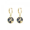 Pendientes Cripa Luna Plata Dorada y Esmalte Azul