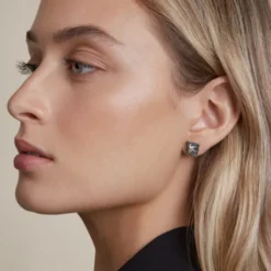 Pendientes Cuadrados Flysch Plata y Lámina de Oro