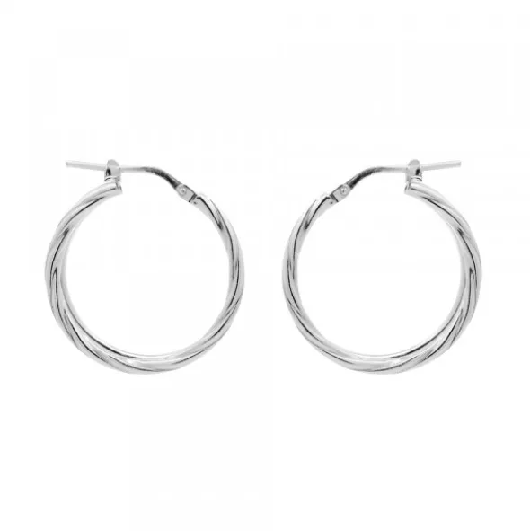 Pendientes Doble Aro Entorchado Plata 22mm