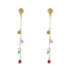 Pendientes Eguzkilore de Plata Dorada con Cristales Multicolor