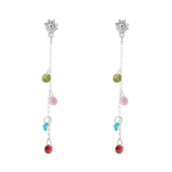 Pendientes Eguzkilore de Plata con Cristales Multicolor