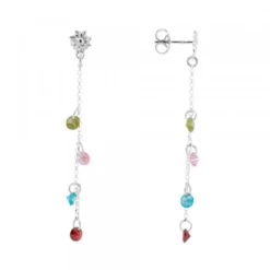 Pendientes Eguzkilore de Plata con Cristales Multicolor