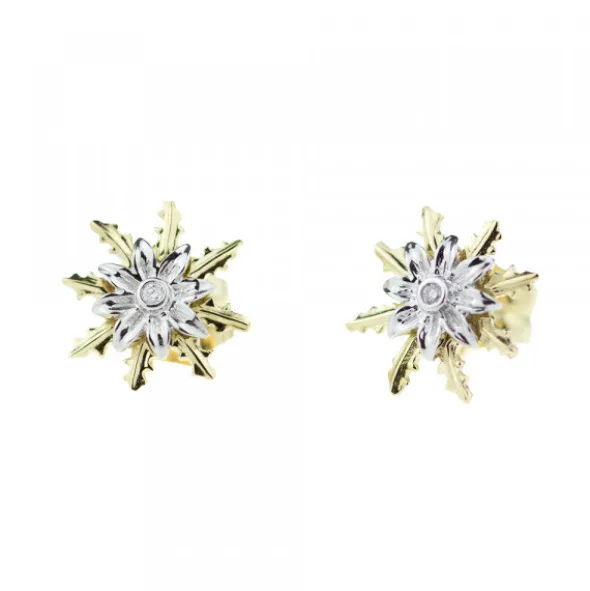 Pendientes Eguzkilore Oro Bicolor y Brillante 12mm