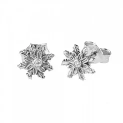 Pendientes Eguzkilore Oro Blanco y Brillante 7,5mm