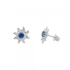 Pendientes Eguzkilore Oro Blanco y Zafiro