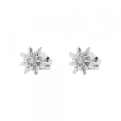 Pendientes Eguzkilore Oro Blanco y Brillante 9mm