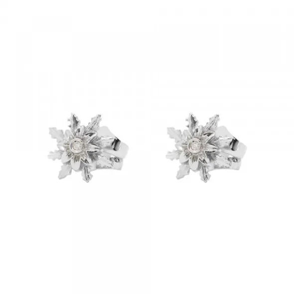 Pendientes Eguzkilore Oro Blanco y Brillante 9mm