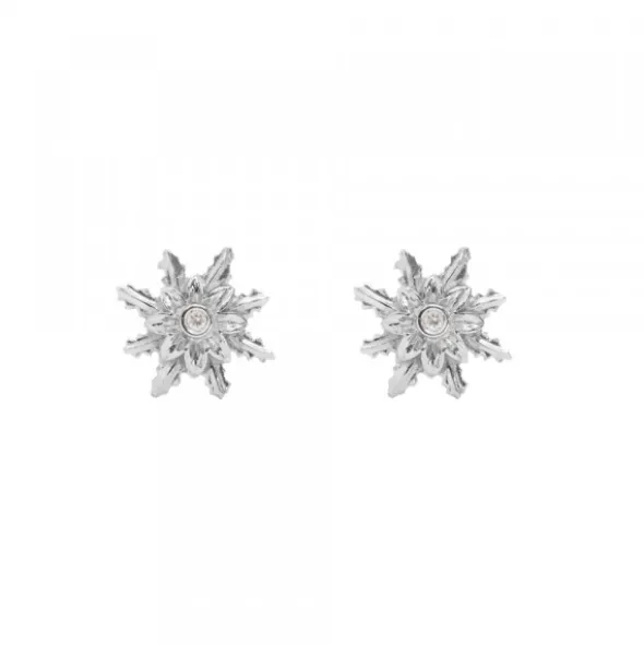 Pendientes Eguzkilore Oro Blanco y Brillante 9mm