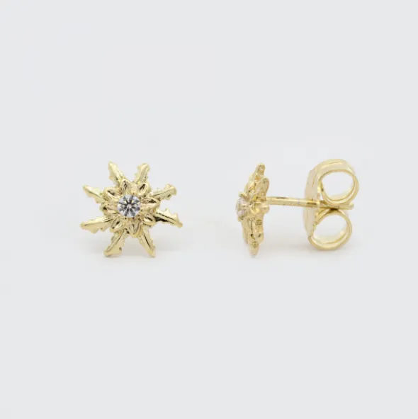 Pendientes Eguzkilore Plata Dorada y Circonita 11mm