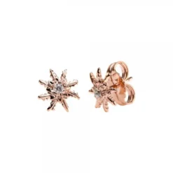 Pendientes Eguzkilore Plata Rosa y Circonita Blanca 11mm