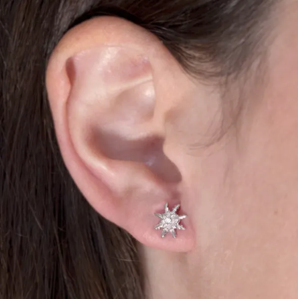 Pendientes Eguzkilore Plata y Circonita Blanca 11mm
