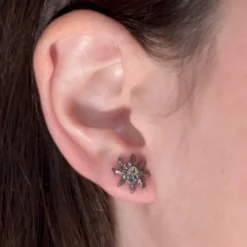 Pendientes Eguzkilore Plata Negra y Circonita Cognac 11mm