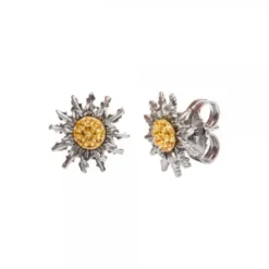 Pendientes Eguzkilore Plata Negra y Circonitas Amarillas