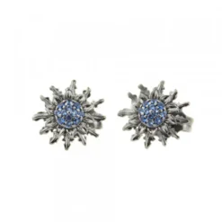 Pendientes Eguzkilore Plata Negra y Circonitas Azules 14mm