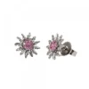 Pendientes Eguzkilore Plata Negra y Circonitas Fucsia 14mm