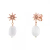 Pendientes Eguzkilore Plata Rosa y Perla 29mm