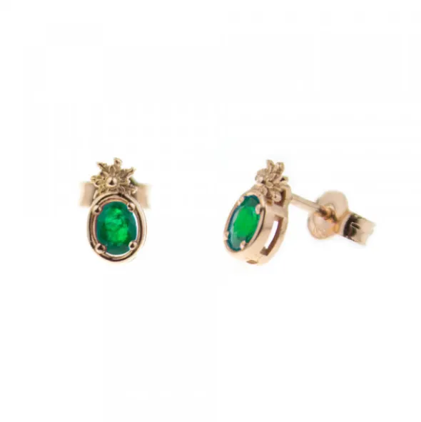 Pendientes Enea Oro y Esmeralda