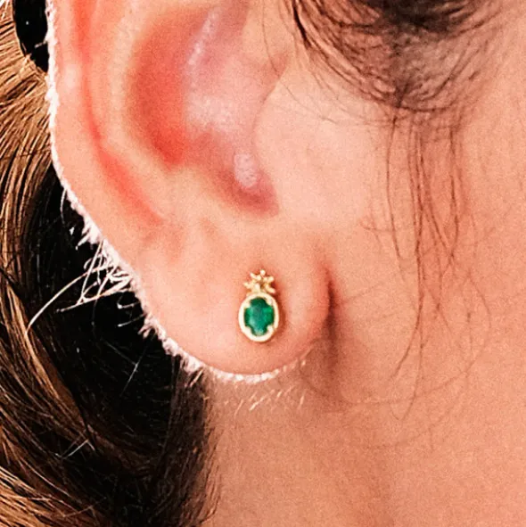 Pendientes Enea Oro y Esmeralda
