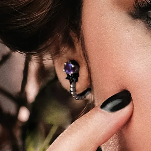 Pendientes Ghor Plata Negra y Amatista