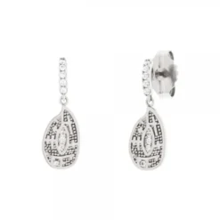 Pendientes Largos Almendra Plata y Circonitas Blancas
