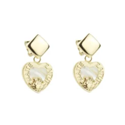 Pendientes Largos Corazón Maite Zaitut Plata Dorada