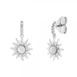 Pendientes Largos Eguzkilore Plata y Circonitas Blancas