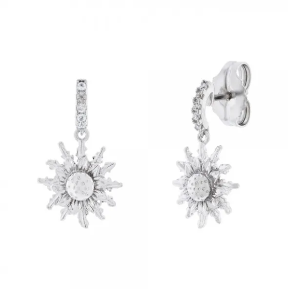 Pendientes Largos Eguzkilore Plata y Circonitas Blancas