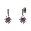 Pendientes Largos Eguzkilore Rutenio Circonitas Fucsia