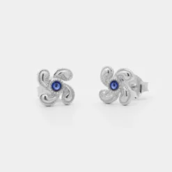 Pendientes Lauburu Berria Plata y Circonita Azul