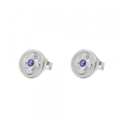 Pendientes Lauburu Plata y Circonita Azul 10mm